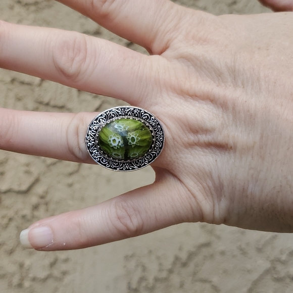 New Italian Murano Millefiori 925 Silver Statement Ring. - Picture 7 of 13